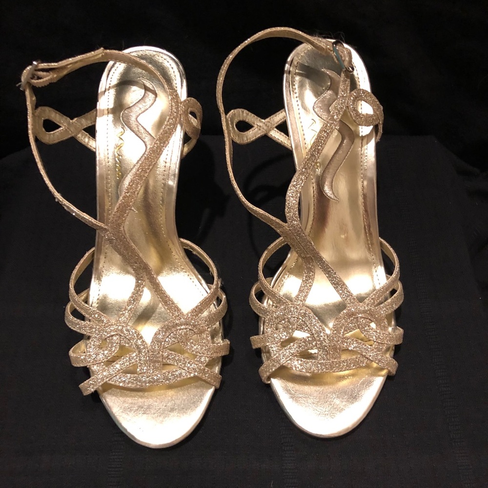 Gold sparkly heels